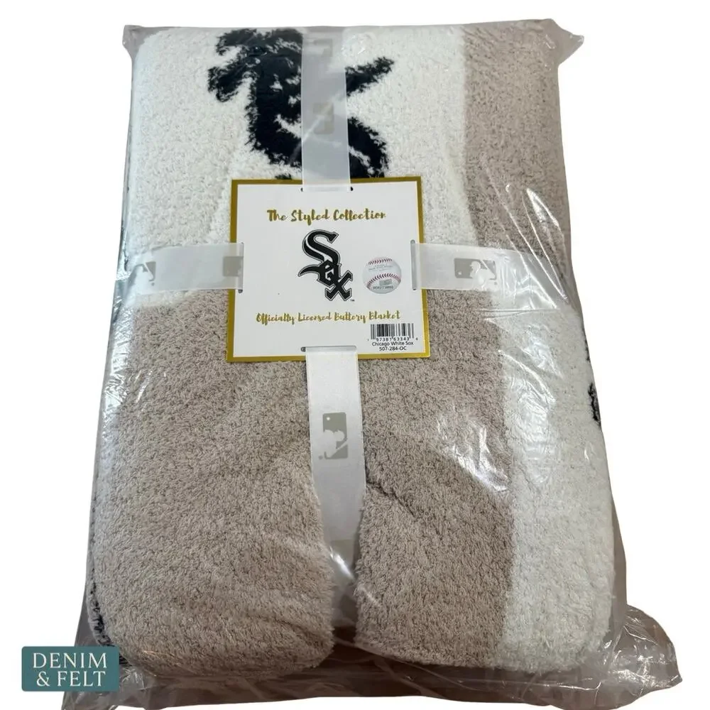 NEW The Styled Collection Chicago White Sox MLB Buttery‎ Ombre Check Blanket